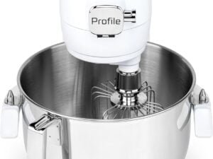 GE Profile Smart Stand Mixer w/Built-In Smart Scale & Auto Sense Technology, 7qt Stainless Steel Bowl, 11 Speed l Dough Hook, Beater, 11-wire whip l works w/Amazon Alexa & Google Home l Stone White