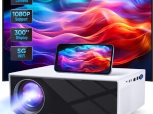 Beamer 4K Unterstützt Full HD 1080P, 5G WiFi Bluetooth Beamer, 15000 Lumens Mini Beamer Heimkino Projektor, 300" Max Bild Tragbarer Beamer Kompatibel mit iOS/Android/Laptop/HDMI/USB/X-Box