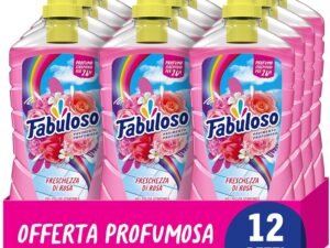 Fabuloso Detersivo Pavimenti Freschezza di Rosa 950ml, Detergente Multiuso, 100% Pulizia, Profumo per 24 ore, Formula Biodegradabile al 98%, 99% Ingredienti di Origine Naturale